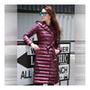 Hooded Thin Light Middle Long Down Coat Slim Woman   wine red   S - Mega Save Wholesale & Retail - 1