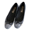 Metal Paillette Dazzling Bowknot Square Flat Thin Shoes  grey - Mega Save Wholesale & Retail