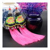 Nationa Style Vintage Black Embroidery Bell Tassel Long Earrings Bridal Wedding  pink - Mega Save Wholesale & Retail