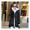 Down Coat Woman Middle Long Hoodied Slim Winter    black    S - Mega Save Wholesale & Retail - 1