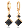 Stylish Square Zircon Earrings    gold plated black zircon - Mega Save Wholesale & Retail - 1