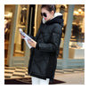 Down Coat Woman Middle Long Hoodied Slim Winter    black    S - Mega Save Wholesale & Retail - 2
