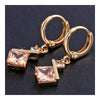 Stylish Square Zircon Earrings   gold plated yellow zircon - Mega Save Wholesale & Retail - 2