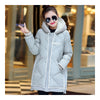 Down Coat Woman Middle Long Hoodied Slim Winter    grey   S - Mega Save Wholesale & Retail - 1