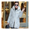 Down Coat Woman Middle Long Hoodied Slim Winter    grey   S - Mega Save Wholesale & Retail - 2
