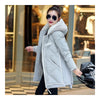 Down Coat Woman Middle Long Hoodied Slim Winter    grey   S - Mega Save Wholesale & Retail - 3