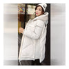 Winter Woman Loose Thick Warm Down Coat Middle Long   grey   S - Mega Save Wholesale & Retail - 3