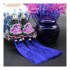 Nationa Style Vintage Black Embroidery Bell Tassel Long Earrings Bridal Wedding   blue - Mega Save Wholesale & Retail