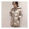 Down Coat Woman Middle Long Hoodied Slim Winter     beige    S - Mega Save Wholesale & Retail - 1