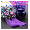 Nationa Style Vintage Black Embroidery Bell Tassel Long Earrings Bridal Wedding   purple - Mega Save Wholesale & Retail