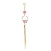 Bowknot Zircon Long Navel Buckle Body Puncture    gold plated pink zircon - Mega Save Wholesale & Retail - 1