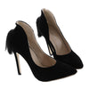 Back Heel Tassel Pointed Thin High Heel Low-cut Wedding Shoes  black - Mega Save Wholesale & Retail