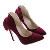 Back Heel Tassel Pointed Thin High Heel Low-cut Wedding Shoes   wine red - Mega Save Wholesale & Retail