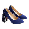Tassel High Heel Women Thin Shoes Fluff Low-cut Wedding Shoes Plus Size   blue - Mega Save Wholesale & Retail