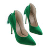 Back Heel Tassel Pointed Thin High Heel Low-cut Wedding Shoes   green  35 - Mega Save Wholesale & Retail