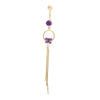Bowknot Zircon Long Navel Buckle Body Puncture   gold plated purple zircon - Mega Save Wholesale & Retail - 1