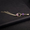 Bowknot Zircon Long Navel Buckle Body Puncture   gold plated purple zircon - Mega Save Wholesale & Retail - 3