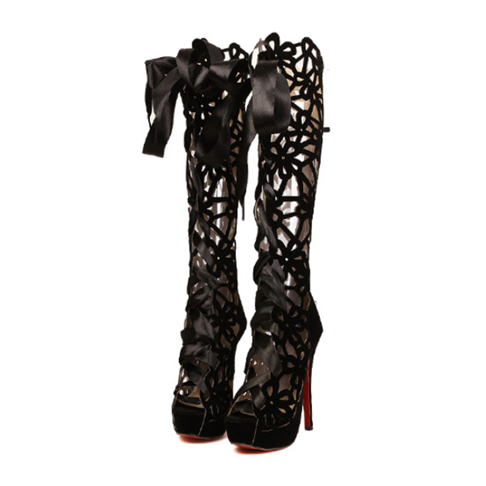 Night Club Hollow Platform High Heel Peep-toe Sandals   balck  35 - Mega Save Wholesale & Retail