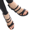 Roman Style Thin Heel Heel Strap Hollow High Heel Platform Sandals  black