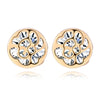 Temperament Hollow Rose Flower Zircon Ear Studs    gold plated white zircon - Mega Save Wholesale & Retail - 1