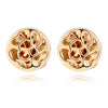 Temperament Hollow Rose Flower Zircon Ear Studs   gold plated yellow zircon - Mega Save Wholesale & Retail - 1