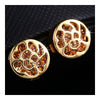 Temperament Hollow Rose Flower Zircon Ear Studs   gold plated yellow zircon - Mega Save Wholesale & Retail - 2