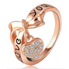 Love Heart Letter Ring 18K Gold Plated   gold plated white zircon 9# - Mega Save Wholesale & Retail