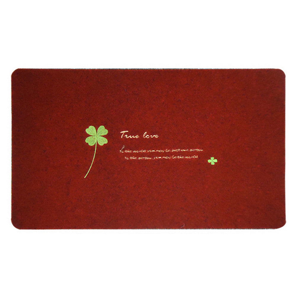 Embroidery Clover Foot Ground Floor Door Mat Carpet wine red clover - Mega Save Wholesale & Retail - 1