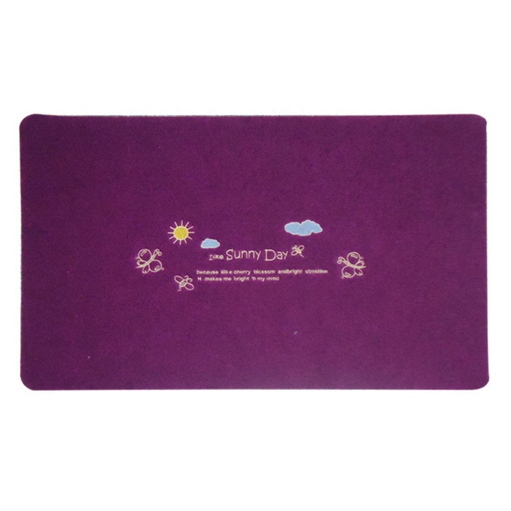 Embroidery Clover Foot Ground Floor Door Mat Carpet purple buttertfly bee - Mega Save Wholesale & Retail - 1