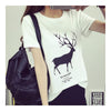Sika Deer Loose T-shirt Fashionable   white   M - Mega Save Wholesale & Retail