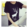 Sika Deer Loose T-shirt Fashionable   black  M - Mega Save Wholesale & Retail