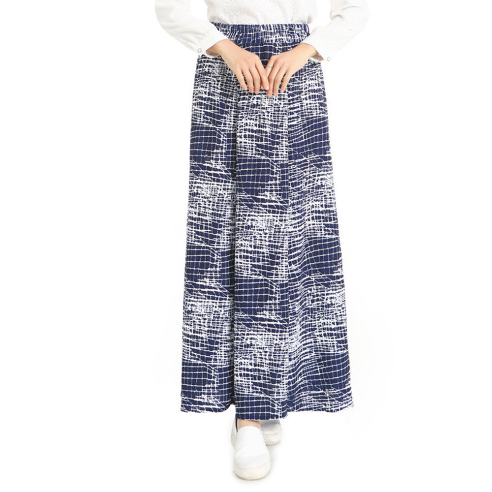 Muslim Long Bust Skirt Oblique Pattern Bubble Flax   sapphire blue - Mega Save Wholesale & Retail - 1
