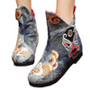 Vintage Beijing Cloth Shoes Embroidered Boots grey thin shoes - Mega Save Wholesale & Retail - 1