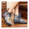 Vintage Beijing Cloth Shoes Embroidered Boots grey thin shoes - Mega Save Wholesale & Retail - 3
