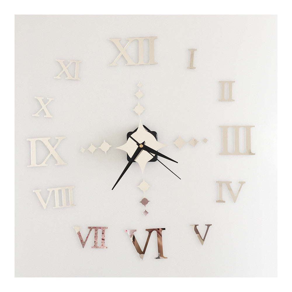 Roman Digit Wall Clock Decoration Sticking    silver - Mega Save Wholesale & Retail