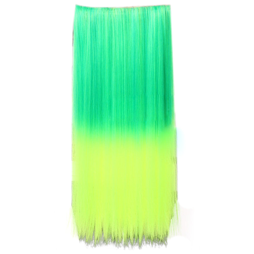 Gradient Ramp Five Cards Hair Extension Wig  green to yellow - Mega Save Wholesale & Retail - 1