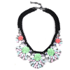 European Big Brand Exaggerated String Weaving Zircon Flower Necklace Short Clavicle Necklace Flower   green - Mega Save Wholesale & Retail - 1