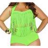 High Waist Fat Tassel Bikini Women Swimwear Swimsuit Europe and America  green - Mega Save Wholesale & Retail - 1