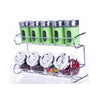 9 Canister Metal & Glass Spice Shakers Glass Jars 2 Tier Wire Rack Display   green - Mega Save Wholesale & Retail - 1