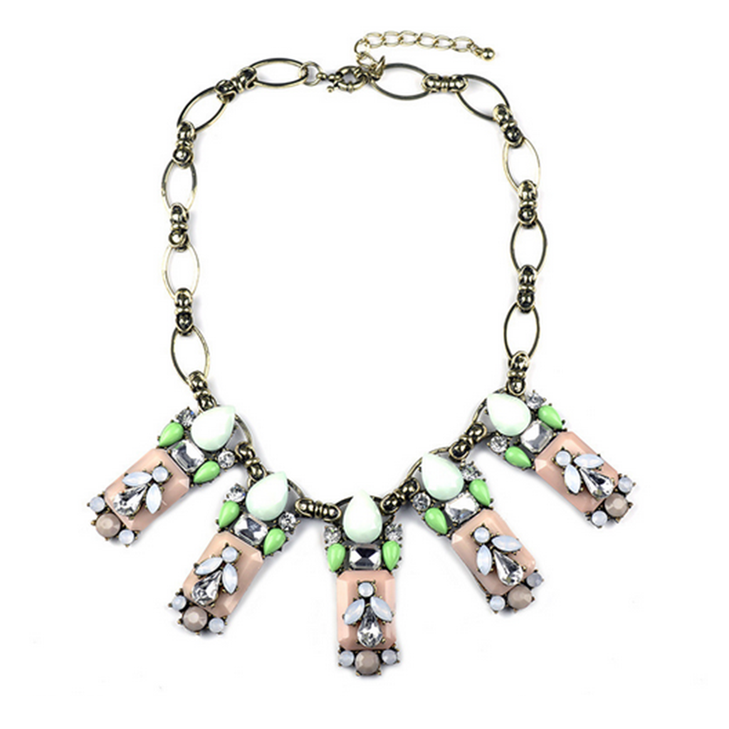 New Item Hot Sold Resin Zircon Fake Collar Necklace Ornament   green - Mega Save Wholesale & Retail
