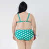 2pcs Fat Large Wave Point Swimwear Swimsuit   green - Mega Save Wholesale & Retail