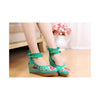 Old Beijing High Heeled Green Shoes in Traditional Chinese Embroidery with Slipsole & Ankle Straps - Mega Save Wholesale & Retail - 3