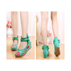 Old Beijing High Heeled Green Shoes in Traditional Chinese Embroidery with Slipsole & Ankle Straps - Mega Save Wholesale & Retail - 4