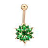 Puncture Ornament Chrysanthemum Zircon Navel Ring Buckle    gold plated green zircon