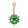 Puncture Ornament Chrysanthemum Zircon Navel Ring Buckle    gold plated green zircon