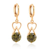 Luxurious Heart Zircon Earrings    gold plated green zircon