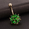 Puncture Ornament Chrysanthemum Zircon Navel Ring Buckle    gold plated green zircon