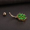 Puncture Ornament Chrysanthemum Zircon Navel Ring Buckle    gold plated green zircon