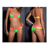 Bikini Ribbon Women Swimwear Swimsuit Vintage   lake green+rose red  S