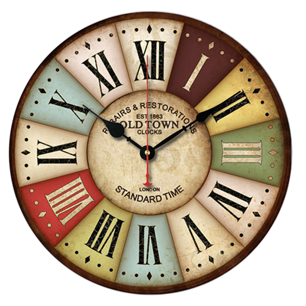 Hang Wall Clock Wooden Sildent Quartz  M - Mega Save Wholesale & Retail